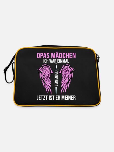 Opas Mädchen Ich War Einmal Sein Engel - Retro Tasche - Schwarz/Gold - Hinten
