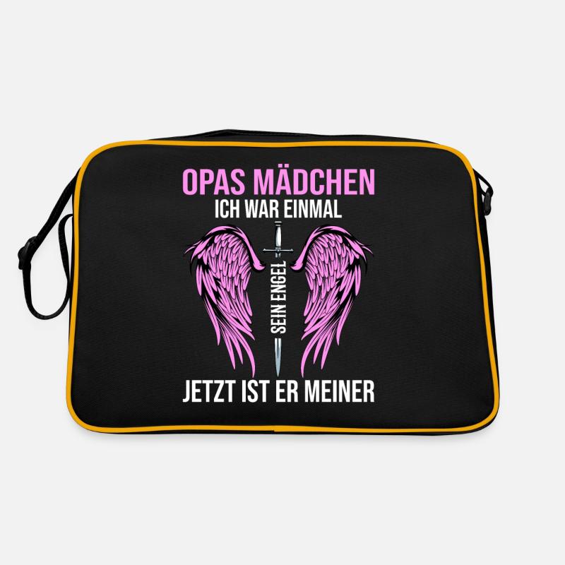 Opas Mädchen Ich War Einmal Sein Engel - Retro Tasche - Schwarz/Gold