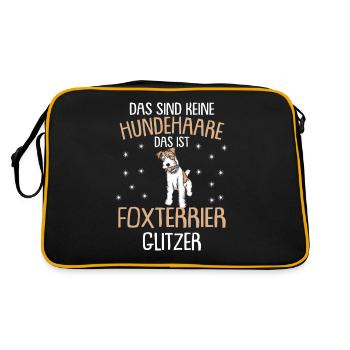 Foxterrier Glitzer Hundehaare | Foxterrier T-Shirt - Retro Tasche - Schwarz/Gold - Hinten