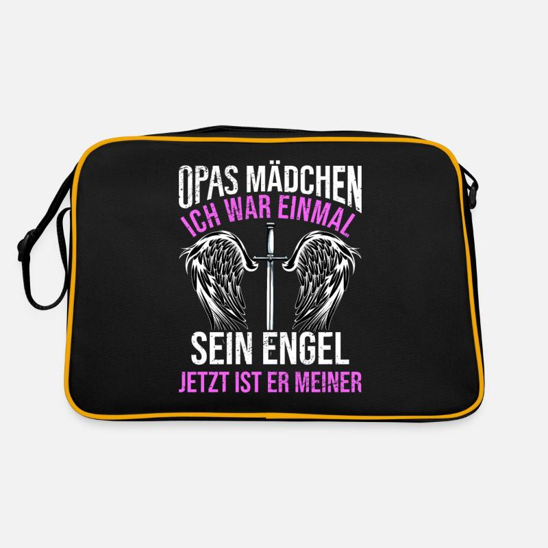 Opas Mädchen Ich War Einmal Sein Engel - Retro Tasche - Schwarz/Gold