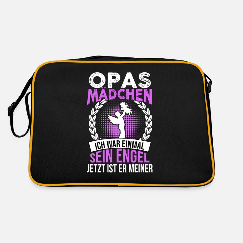 Opas Mädchen Ich War Einmal Sein Engel - Retro Tasche - Schwarz/Gold