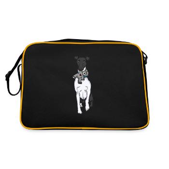 Foxterrier Drahthaar Kuscheltier - Retro Tasche - Schwarz/Gold - Hinten