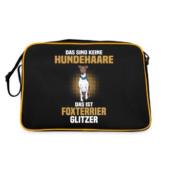 Foxterrier Drahthaar Kuscheltier - Retro Tasche - Schwarz/Gold - Hinten