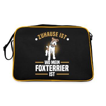 Foxterrier Drahthaar | Foxterrier - Retro Tasche - Schwarz/Gold - Hinten