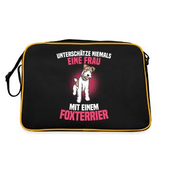 Foxterrier Drahthaar | Foxterrier - Retro Tasche - Schwarz/Gold - Hinten