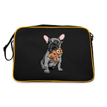 French Bulldog peluche - Sac Retro - noir/or - Dos