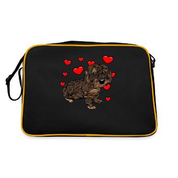 Rough-haired dachshund Dachshund | Rough-haired dachshund - Retro Bag - black/gold - Back