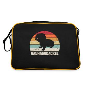 Rough-haired dachshund Dachshund | Rough-haired dachshund - Retro Bag - black/gold - Back