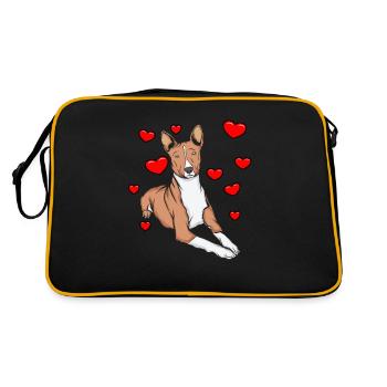 Basenji avec des cœurs - Sac Retro - noir/or - Dos