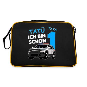 Ich bin schon 1 | 1. Geburtstag Polizei Jungen - Retro Tasche - Schwarz/Gold - Hinten