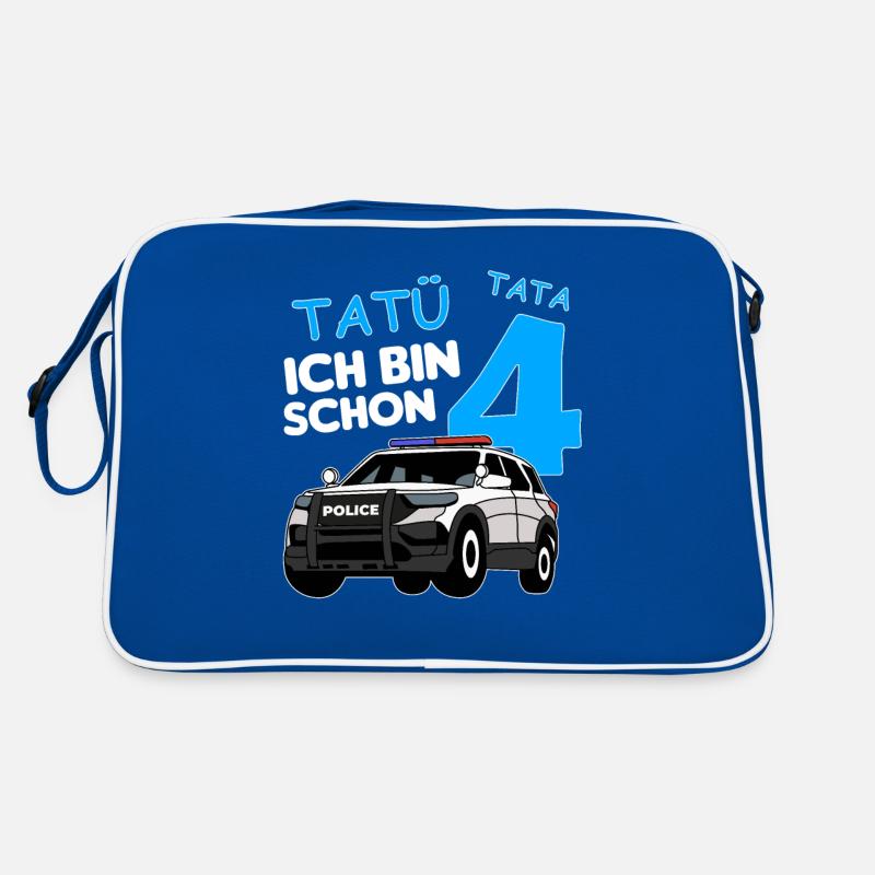 Ich bin schon 4 | 4. Geburtstag Polizei Jungen Retro Tasche