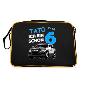 Ich bin schon 6 | 6. Geburtstag Polizei Jungen - Retro Tasche - Schwarz/Gold - Hinten