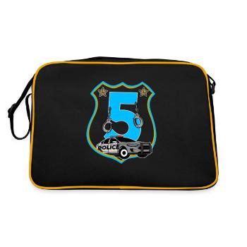 Ich bin schon 5 | 5. Geburtstag Polizei Jungen - Retro Tasche - Schwarz/Gold - Hinten