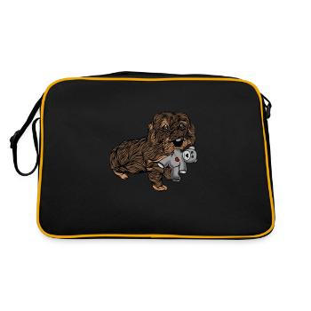 Rough-haired dachshund Dachshund | Rough-haired dachshund - Retro Bag - black/gold - Back
