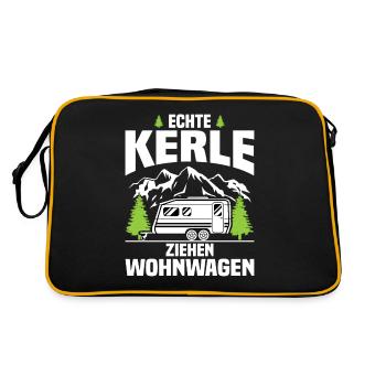Echte Kerle ziehen Wohnwagen - Retro Tasche - Schwarz/Gold - Hinten