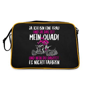 Ja ich bin eine Frau und ja das ist mein Quad - Retro Tasche - Schwarz/Gold - Hinten