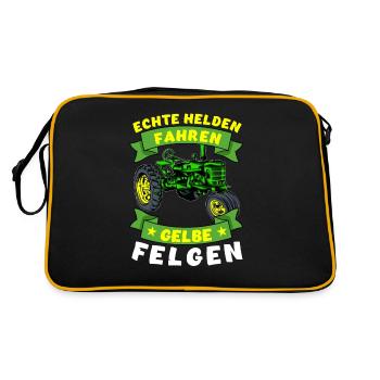 Echte Helden Fahren Gelbe Felgen - Retro Tasche - Schwarz/Gold - Hinten