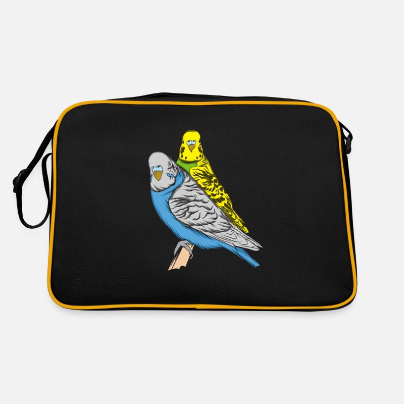 Wellensittich - Retro Tasche - Schwarz/Gold