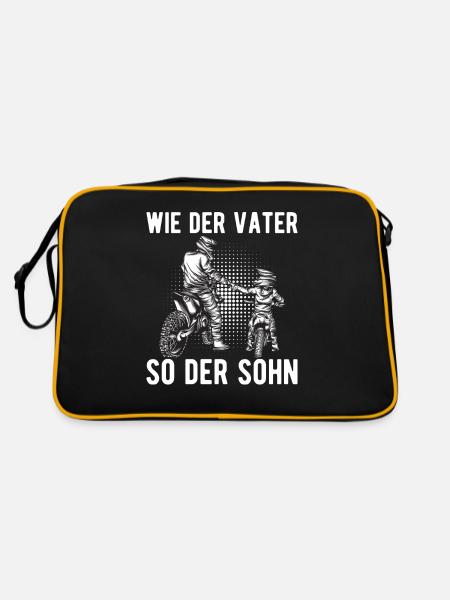 Wie Der Vater So Der Sohn | Motocross - Retro Tasche - Schwarz/Gold - Hinten