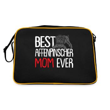 Affenpinscher Dog Mom Frauchen Affenpinscher - Retro Tasche - Schwarz/Gold - Hinten