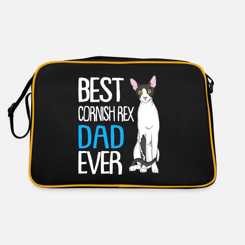 Cornish Rex Mama Papa Cat Mom | Cornish Rex - Retro Tasche - Schwarz/Gold