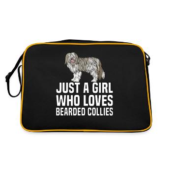 Bearded Collie - Retro Bag - black/gold - Back