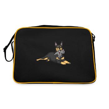 Animal en peluche Kelpie australien - Sac Retro - noir/or - Dos