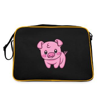 Domestic pig Wild boar farmer farm | Pig - Retro Bag - black/gold - Back