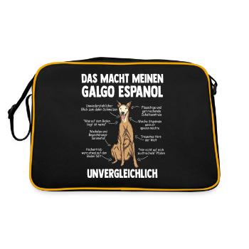 Windhund Galgo Espanol - Retro Tasche - Schwarz/Gold - Hinten
