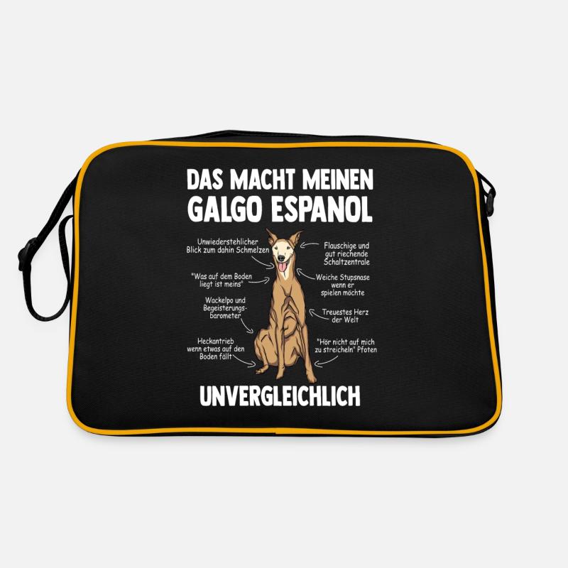 Windhund Galgo Espanol - Retro Tasche - Schwarz/Gold