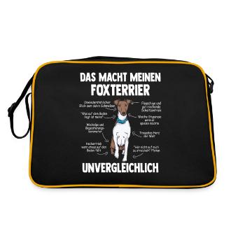 Drahthaar Foxterrier Glatthaar Foxterrier - Retro Tasche - Schwarz/Gold - Hinten