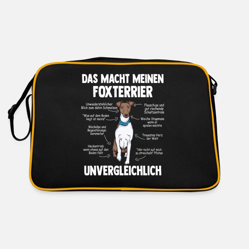 Drahthaar Foxterrier Glatthaar Foxterrier - Retro Tasche - Schwarz/Gold
