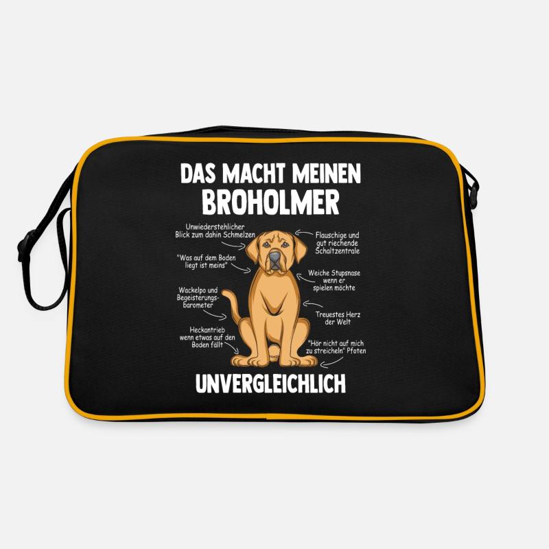 Broholmer - Retro Tasche - Schwarz/Gold