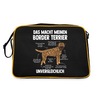 Border Terrier - Retro Tasche - Schwarz/Gold - Hinten