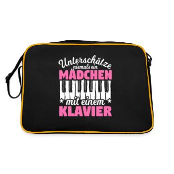 Piano Klavier Flügel Keyboard Musikinstrument - Retro Tasche - Schwarz/Gold - Hinten