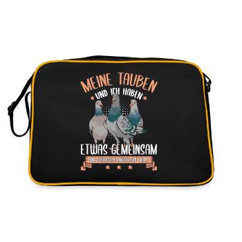 Tauben Taubenvögel Vögel Taube - Retro Tasche - Schwarz/Gold - Hinten