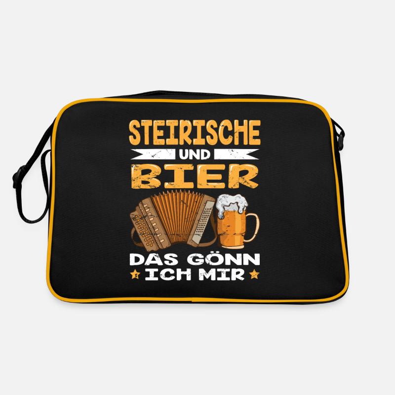 Steirische Harmonika Ziachorgl Quetschn Steiermark - Retro Tasche - Schwarz/Gold