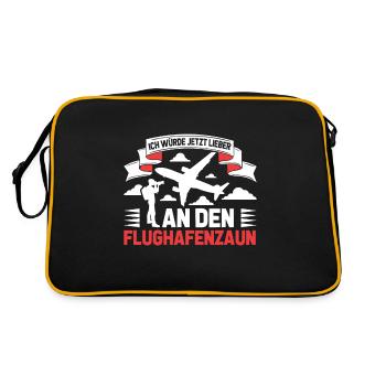 Planespotter Flugzeug Planespotting Flughafen - Retro Tasche - Schwarz/Gold - Hinten