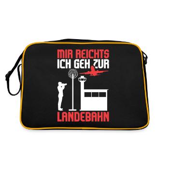 Planespotter Flugzeug Planespotting Flughafen - Retro Tasche - Schwarz/Gold - Hinten