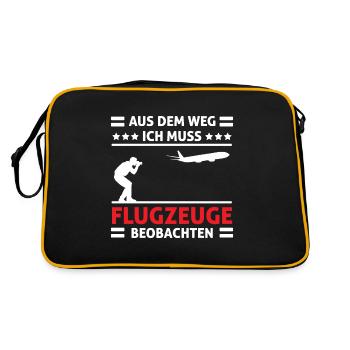 Planespotter Planespotting Flugzeug - Retro Tasche - Schwarz/Gold - Hinten