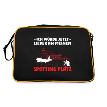 Planespotter Planespotting Flugzeug - Retro Tasche - Schwarz/Gold - Hinten