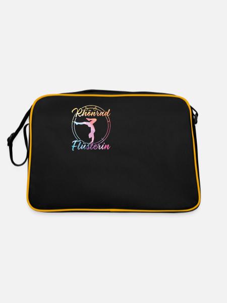 Rhönrad Flüsterin Rhönradturnen Kinder Röhnrad - Retro Tasche - Schwarz/Gold - Hinten