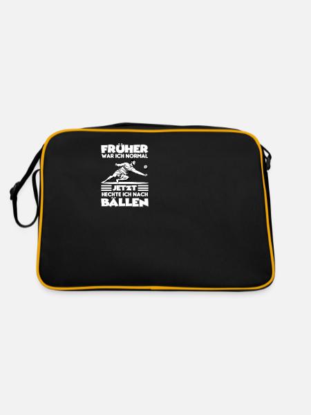 Früher war ich normal jetzt Ballsport | Faustball - Retro Tasche - Schwarz/Gold - Hinten