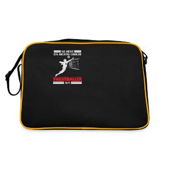 So sieht ein richtig cooler Faustballer Faustball - Retro Tasche - Schwarz/Gold - Hinten