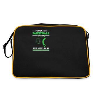 Warum ich Faustball spiele Fistball Faustballer - Retro Tasche - Schwarz/Gold - Hinten