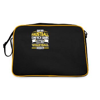 Wenn Faustball einfach wäre Faustballer Fistball - Retro Tasche - Schwarz/Gold - Hinten