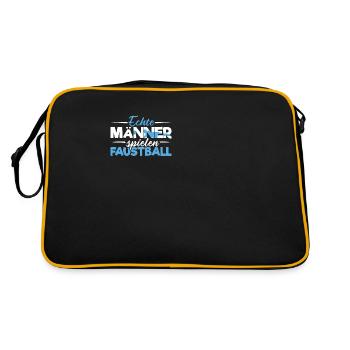 Echte Männer spielen Faustball Faustballer - Retro Tasche - Schwarz/Gold - Hinten