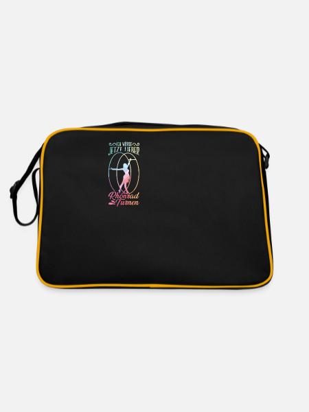 Ich würde jetzt lieber Rhönrad Turnen | Röhnrad - Retro Tasche - Schwarz/Gold - Hinten