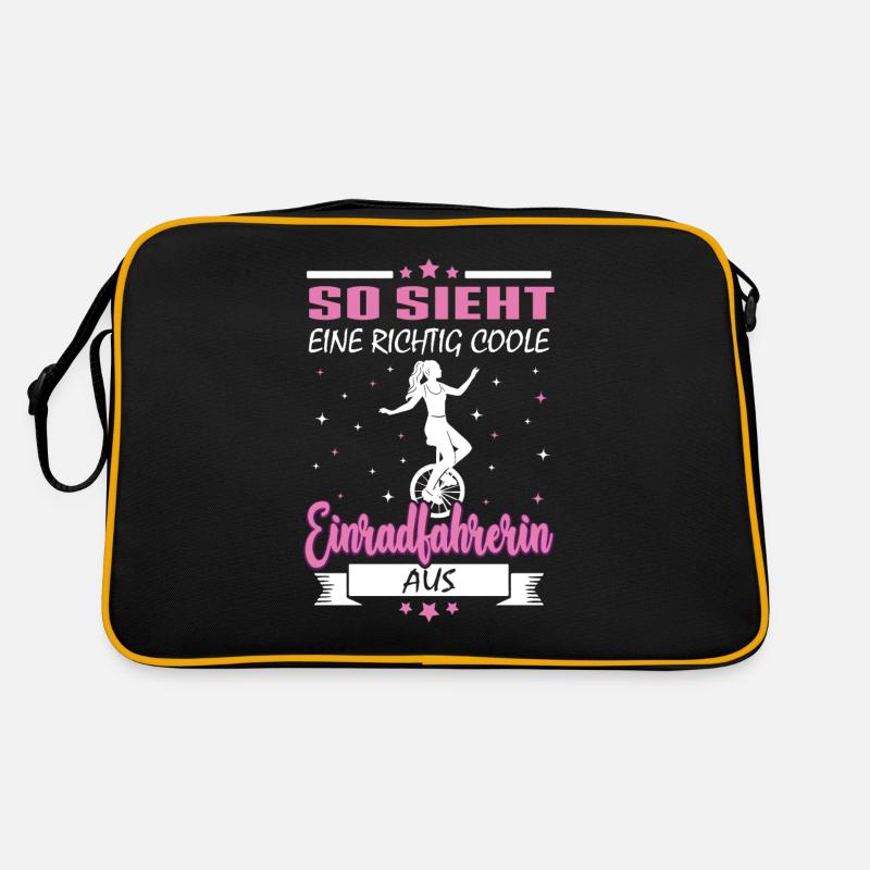 So sieht eine richtig coole Einradfahrerin Einrad Retro Tasche