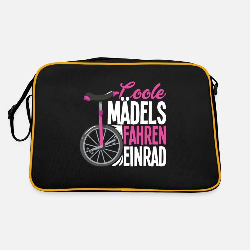 Coole Mädchen fahren Einrad Einradfahren Hochrad - Retro Tasche - Schwarz/Gold